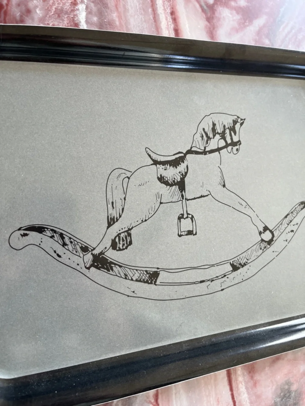 IKEA vintage rocking horse grey black small Tray